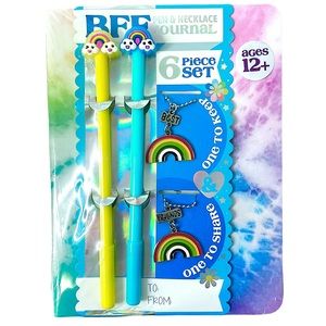 Best Friends BFF Rainbow Pen, Necklace, & Journal 6 Piece Gift Set